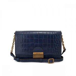 Nine West Navy Croc-Embossed Crossbody Bag